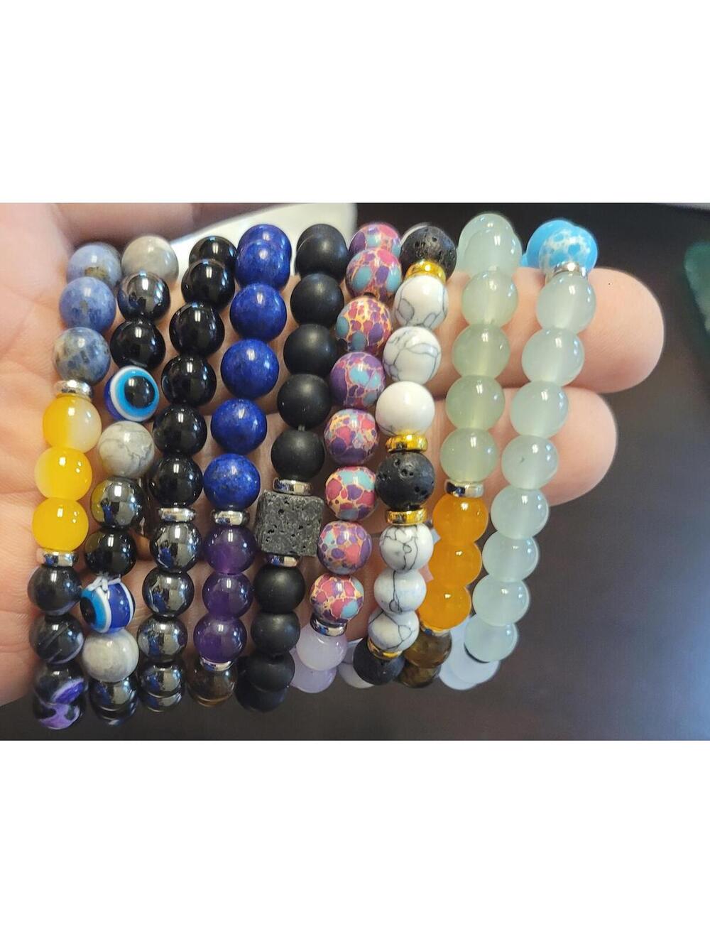 Set of 9 Assorted Beaded Stretch Bracelets